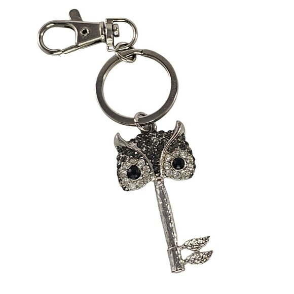 Rhinestone Owl Key Shaped Keychain Clip - Picture 1 of 6